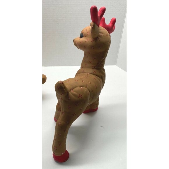 Vintage Kimple Mold Christmas Ceramic Reindeer Figurines Quilted Hand Painted - Picture 8 of 13